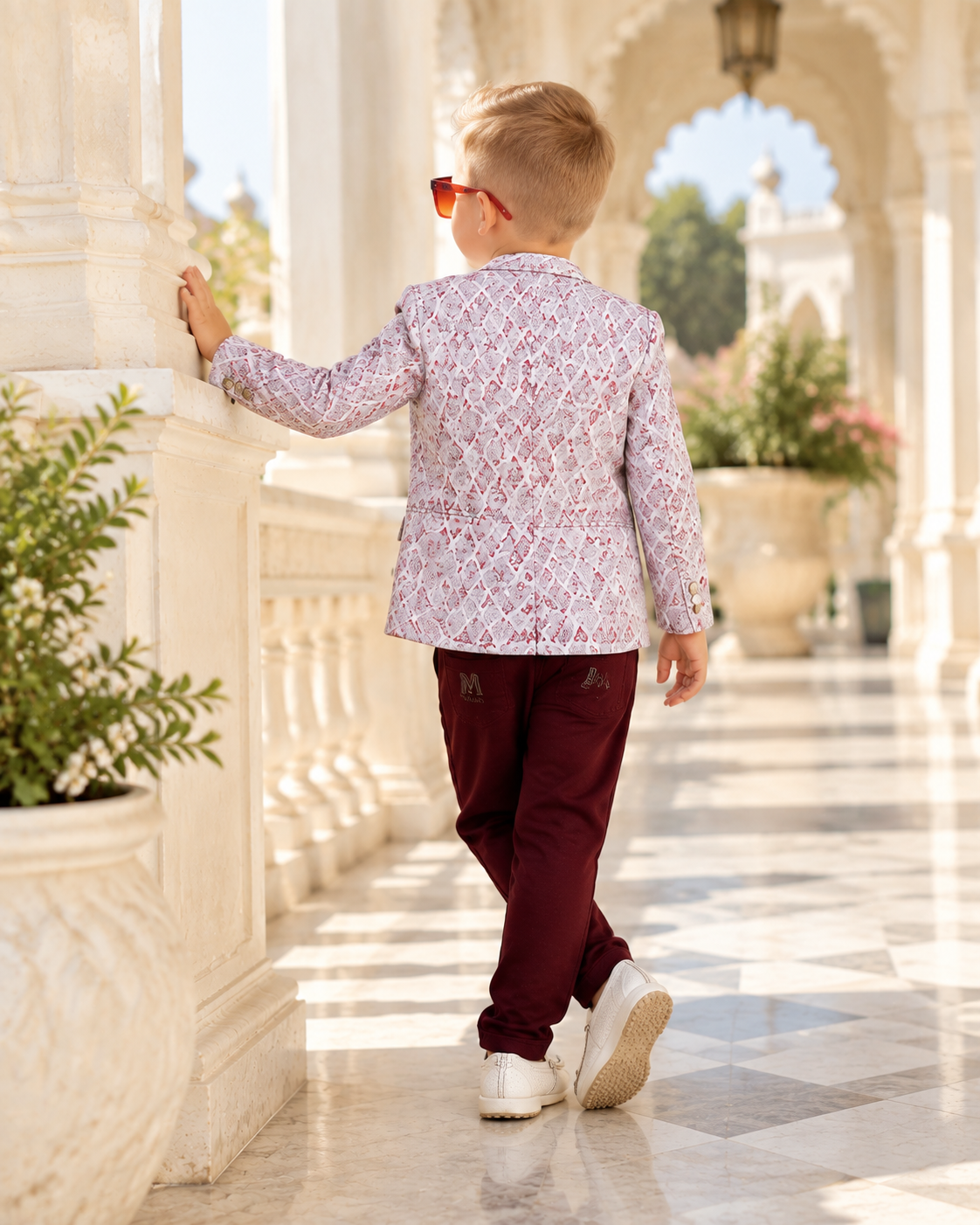 Designer Textured Blazer Set for Boys