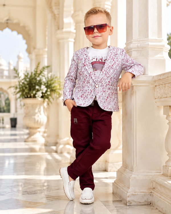 Designer Textured Blazer Set for Boys