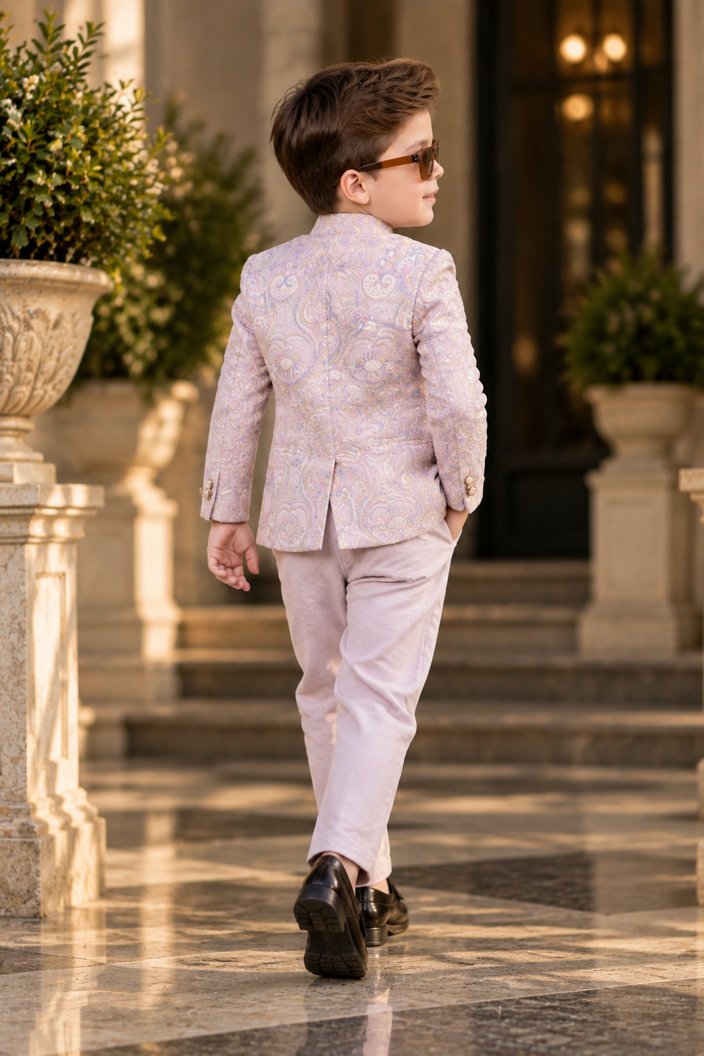 Elegant Pastel Pink Silk Jodhpuri Suit