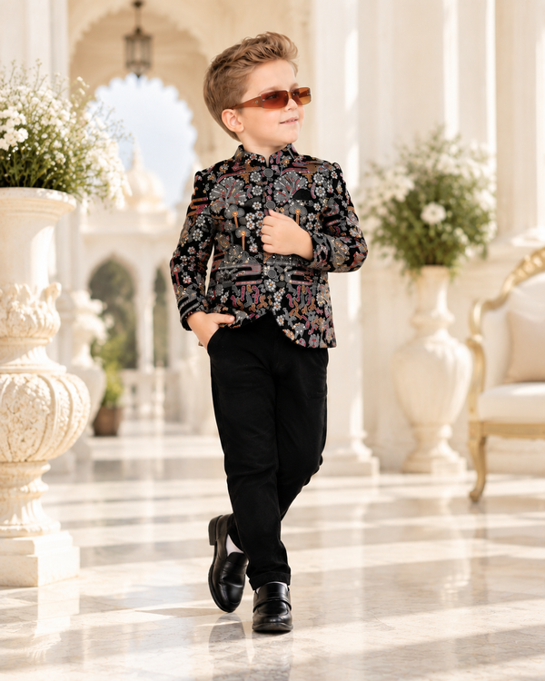 Boys Classy Floral Printed Jodhpuri Set