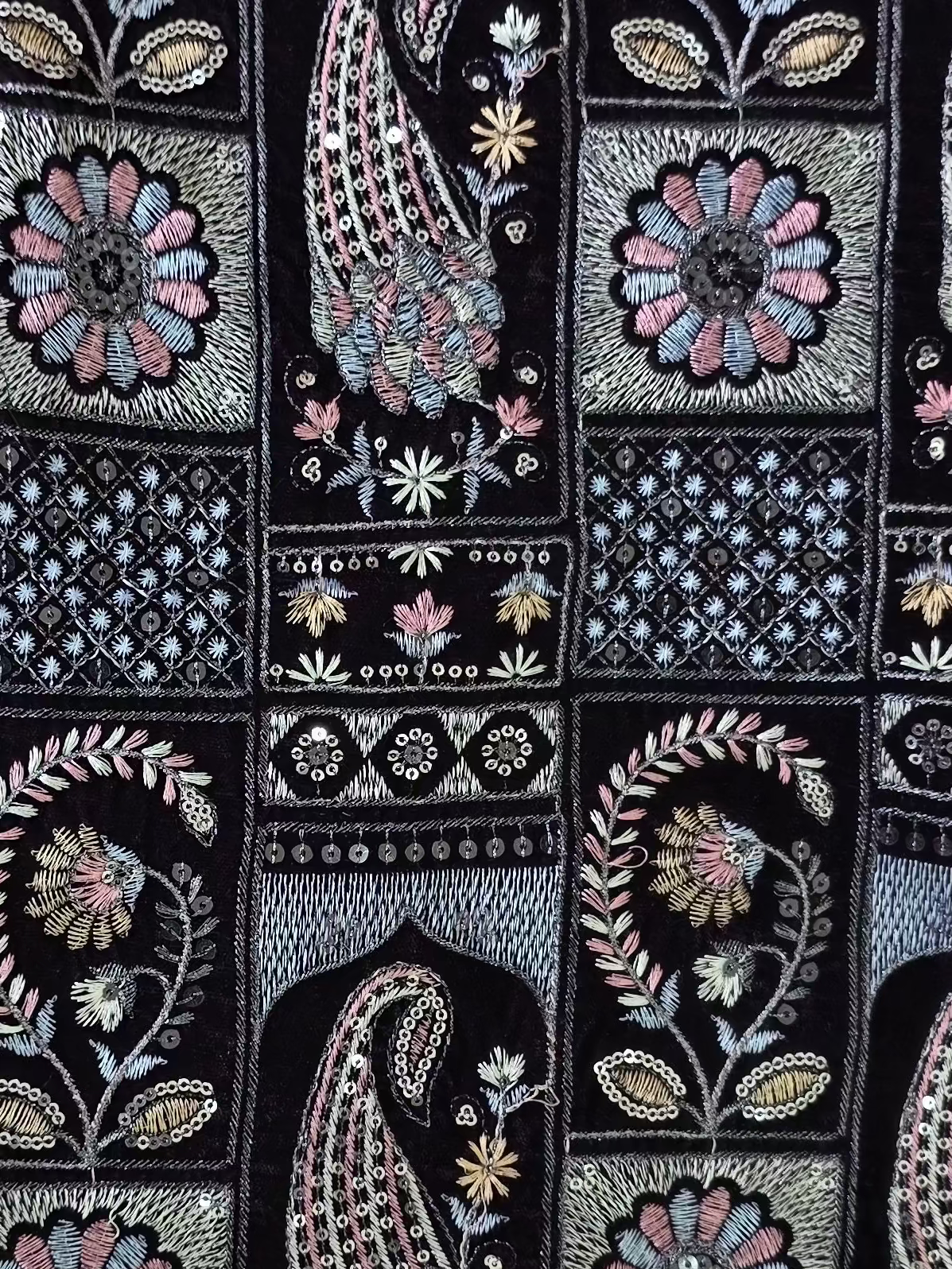 Elite Black Floral Patchwork Jodhpuri Set