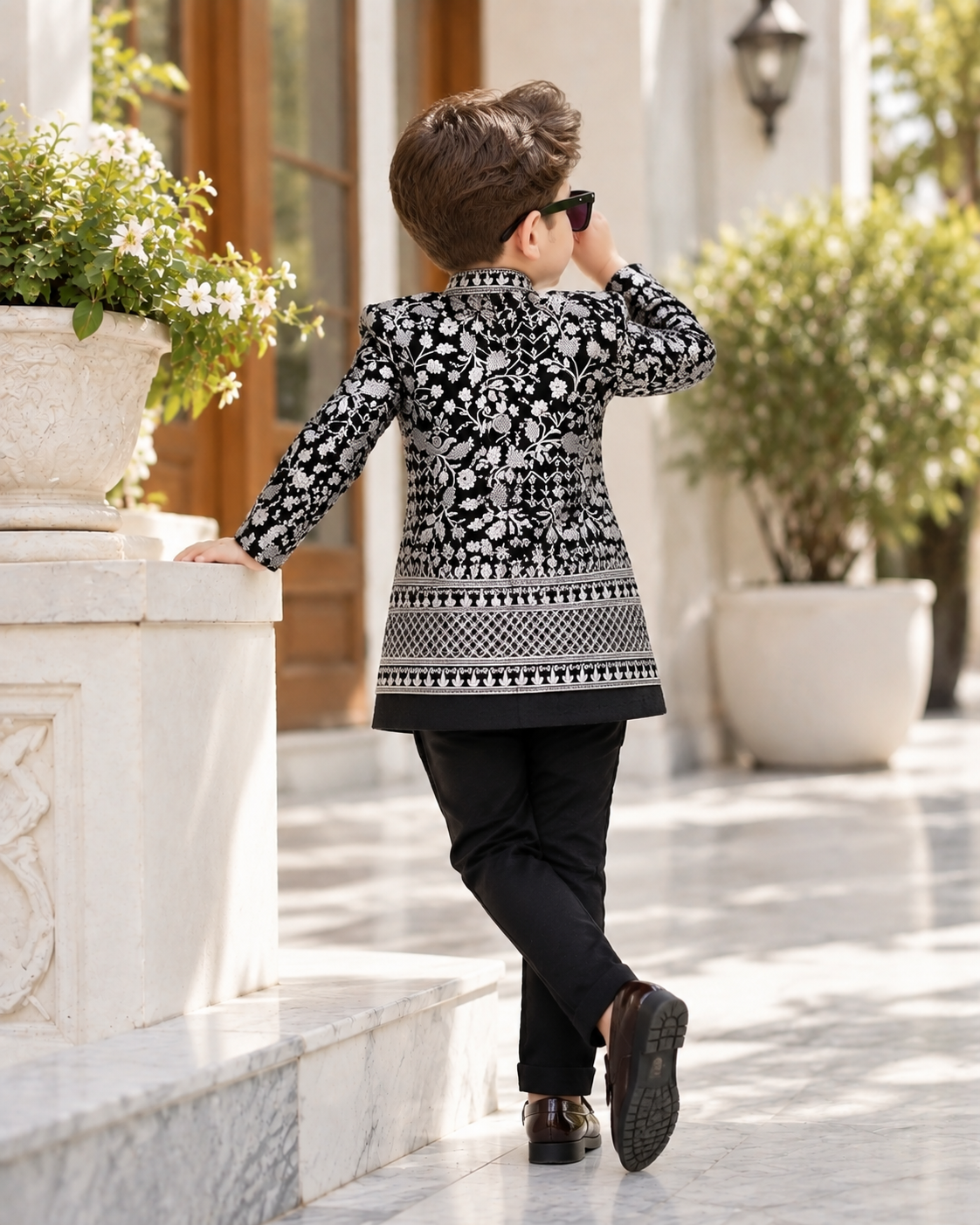 Elite Midnight Black Embroidered Royal Sherwani