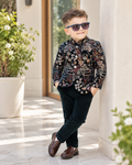 Elite Royal Teal Floral Jodhpuri Suit