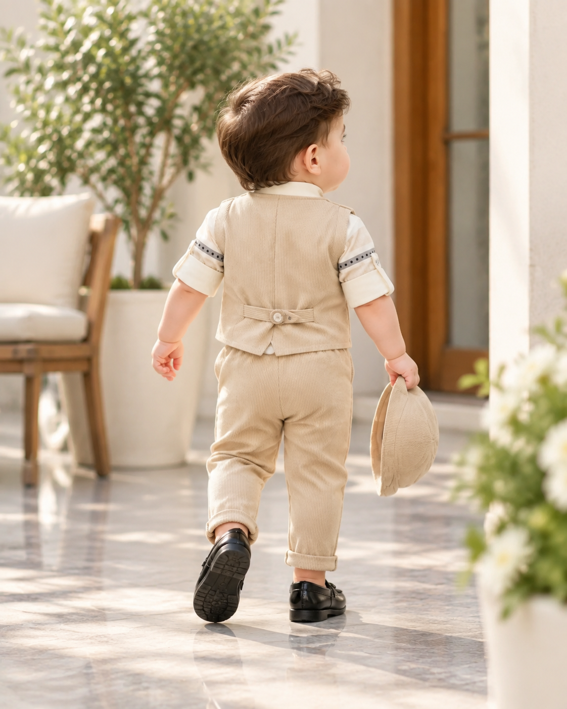 Gentle Beige Classic Waistcoat Suit Set