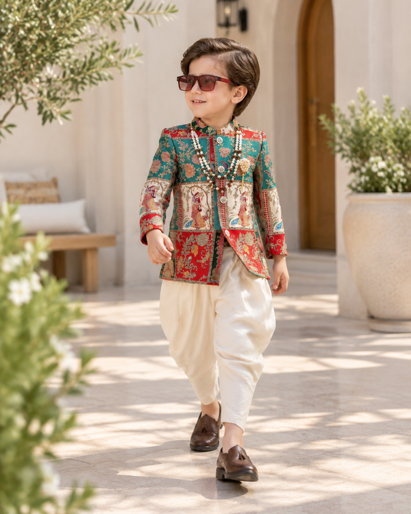 Heritage Multicolor Printed Kurta Dhoti Set