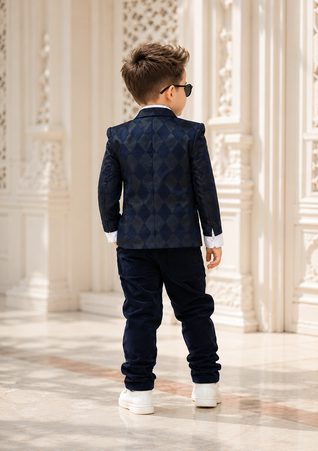 Premium Boys Navy Blue Tuxedo Set