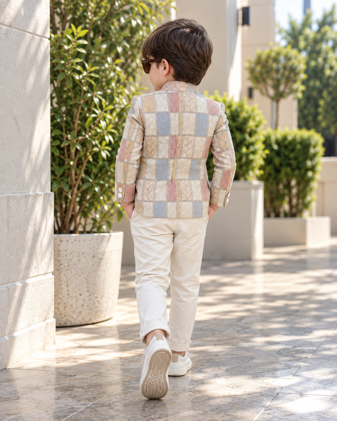 Luxury Cream Pastel Sequined Jodhpuri Suit