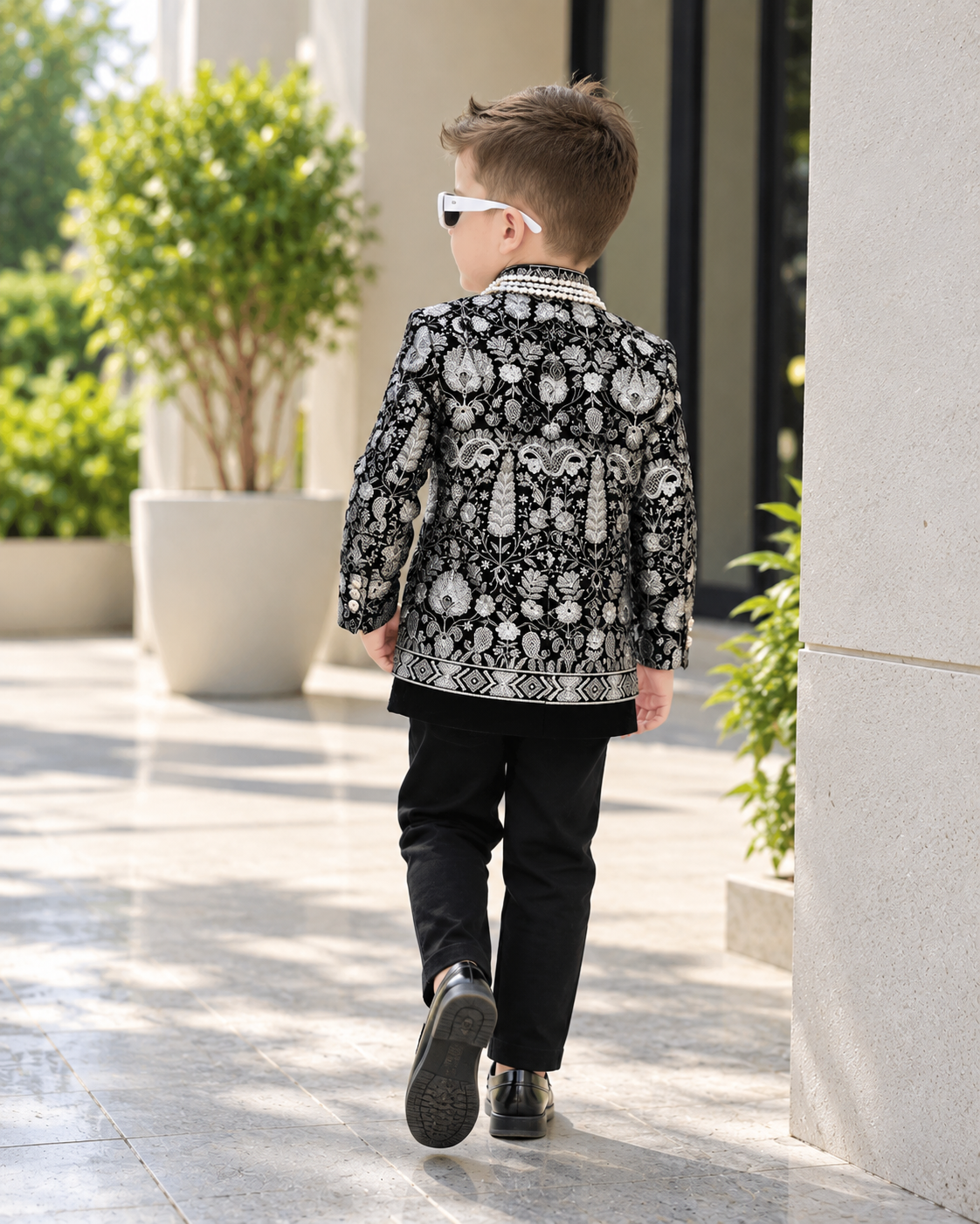 Premium Black Jacquard Paisley Designer Sherwani