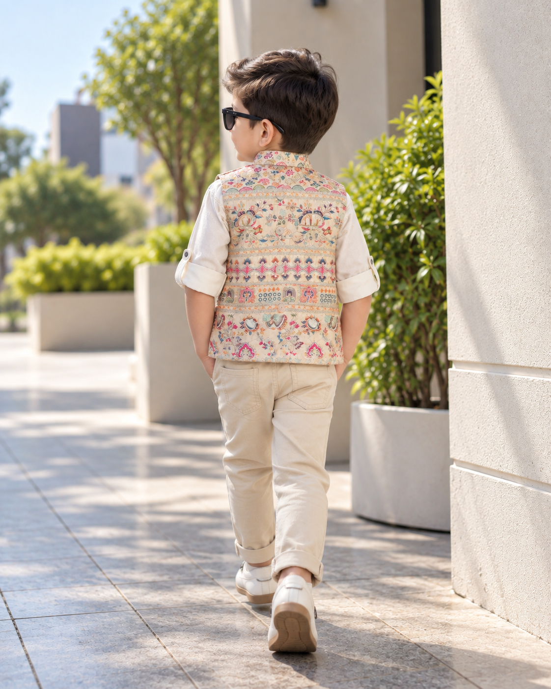 Premium Fawn Embroidered Waistcoat Set