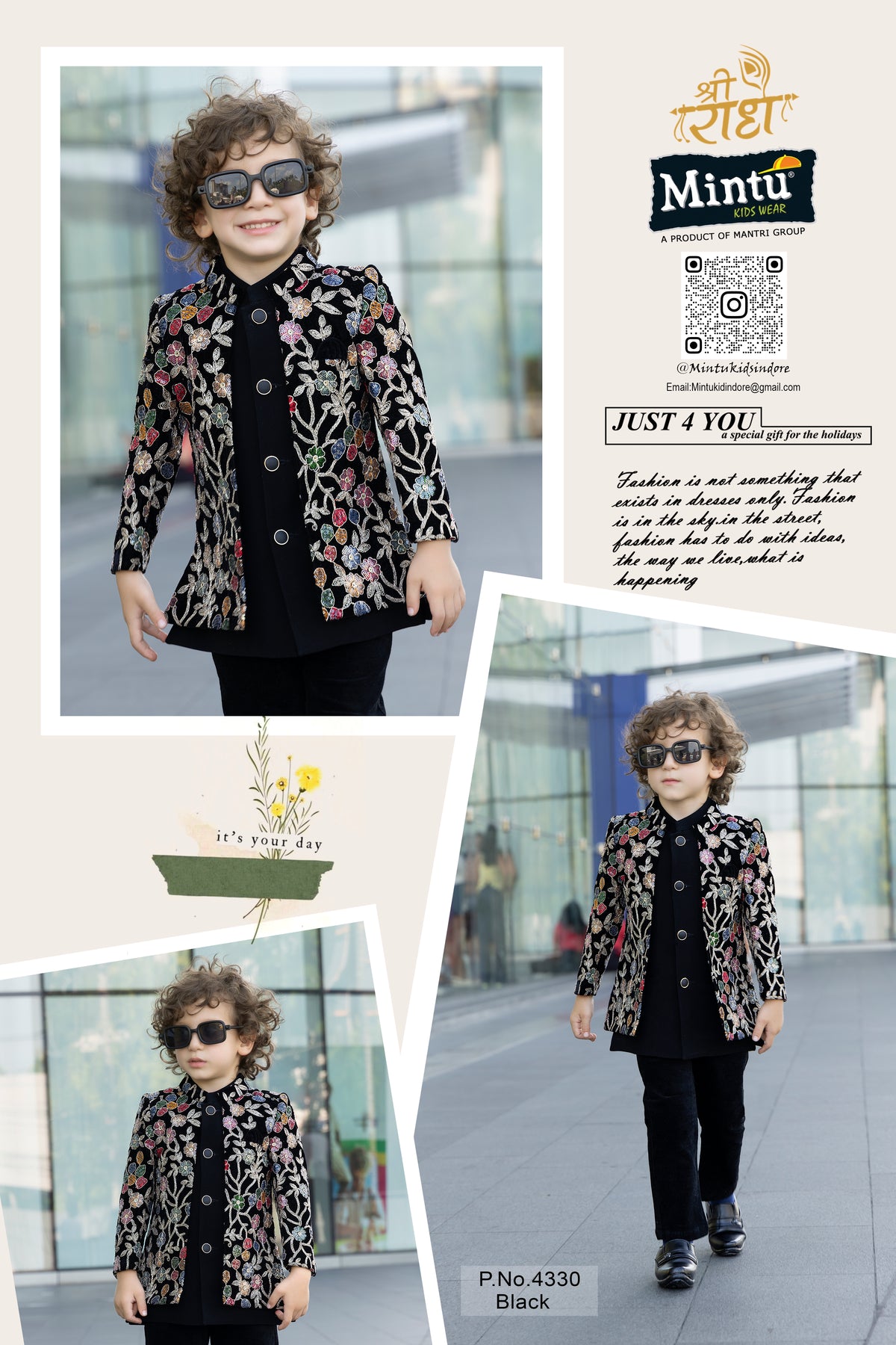 Premium Midnight Black Floral Jodhpuri Set