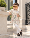 Signature Cream Peacock Embroidered Silk Sherwani