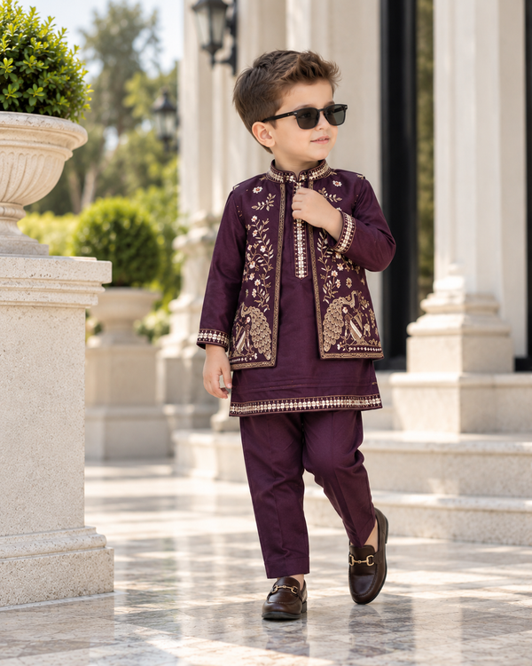 Signature Dark Purple Silk Kurta Set