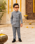 Premium Boys Grey Textured Bandhgala Set