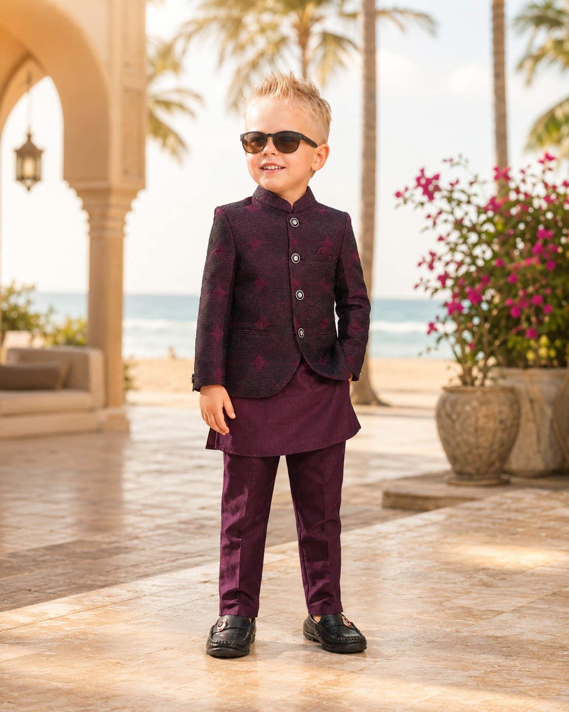 Regal Printed Blazer Kurta Set for Boys