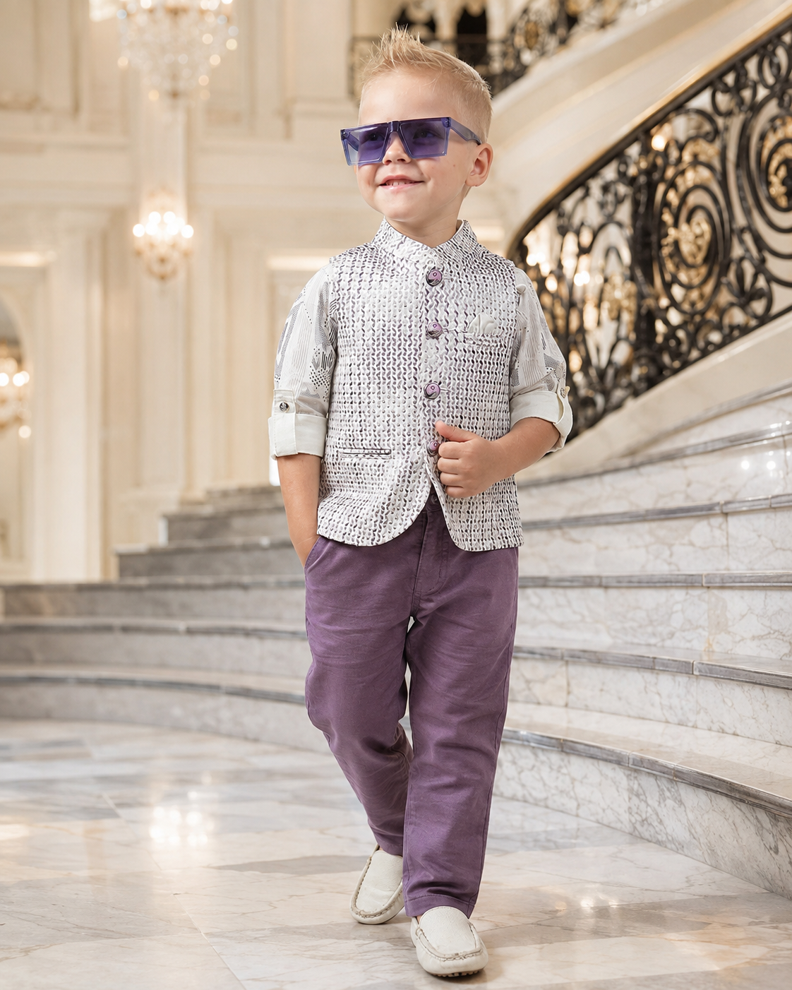 Premium Embroidered Nehru Jacket Set for Boys